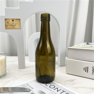 Mini bottiglia di vino champagne vuota verde scuro da 187 ml/6 once con finitura tappo ROPP